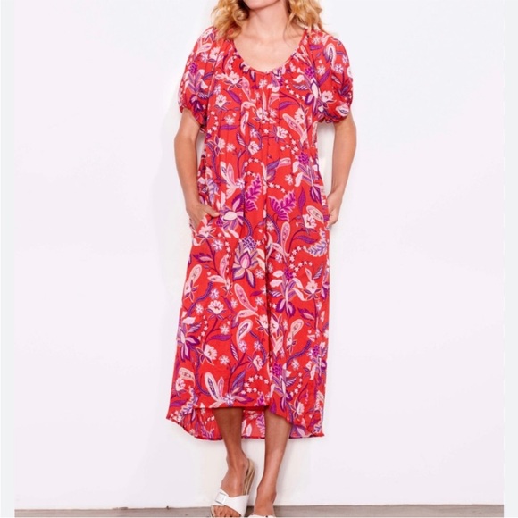Sundry Dresses & Skirts - Sundry Floral Bubble Sleeve Midi Dress Size Large